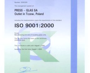 ISO 9001 certification for our factory in Tczew